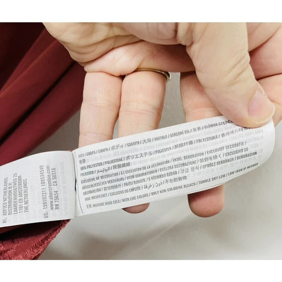 Abercrombie Fitch Womens Medium Tall Shift Tank Top Mauve Pink Tie Back Pleated - Picture 9 of 11